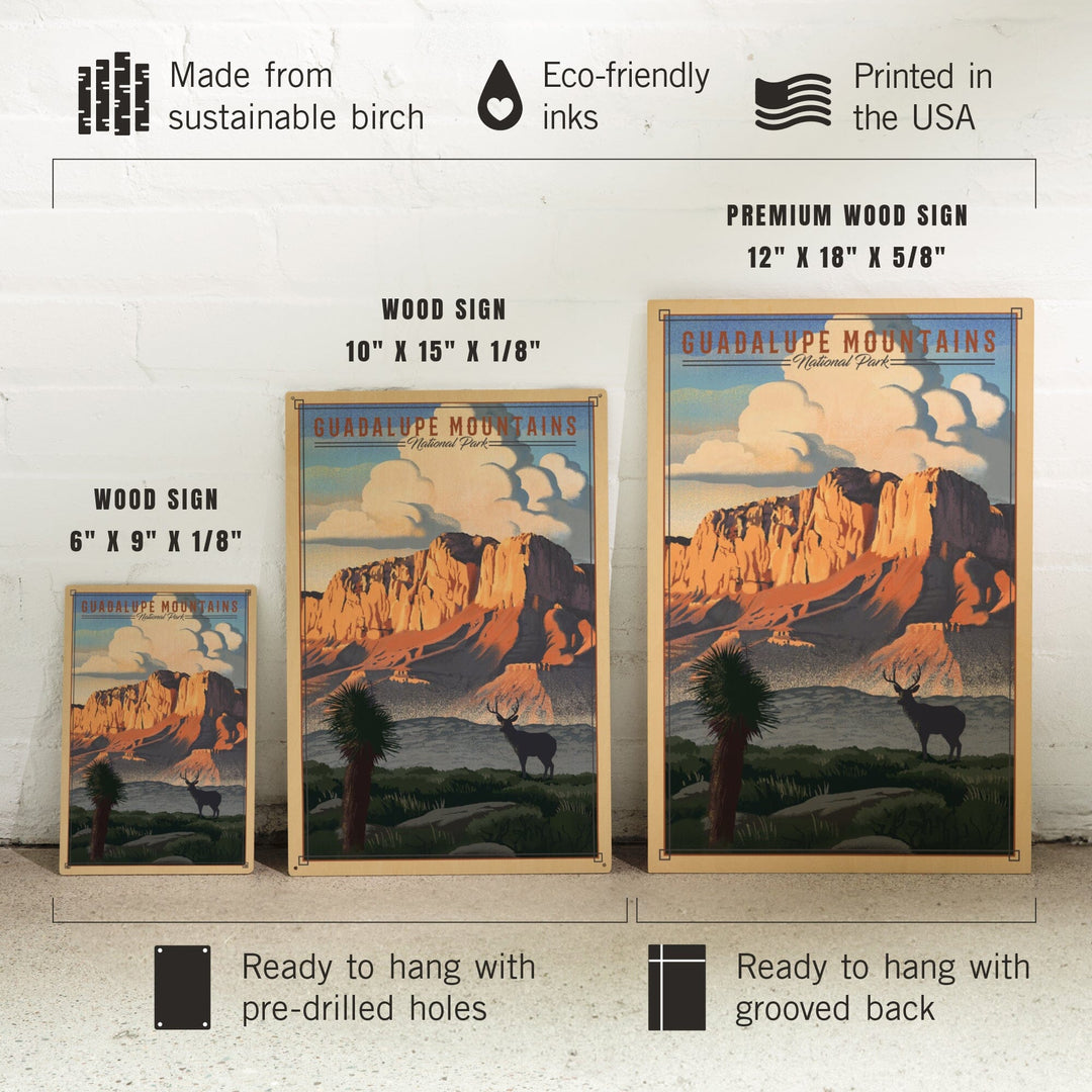 Guadalupe Mountains National Park, Texas, Lithograph National Park Series, Lantern Press Artwork, Wood Signs and Postcards - Lantern Press