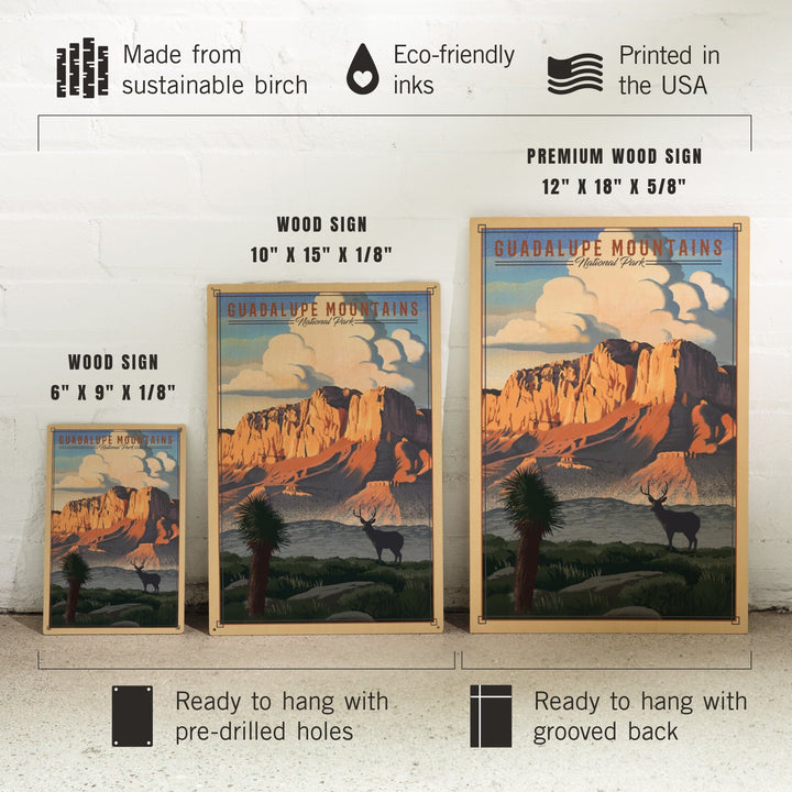 Guadalupe Mountains National Park, Texas, Lithograph National Park Series, Lantern Press Artwork, Wood Signs and Postcards - Lantern Press