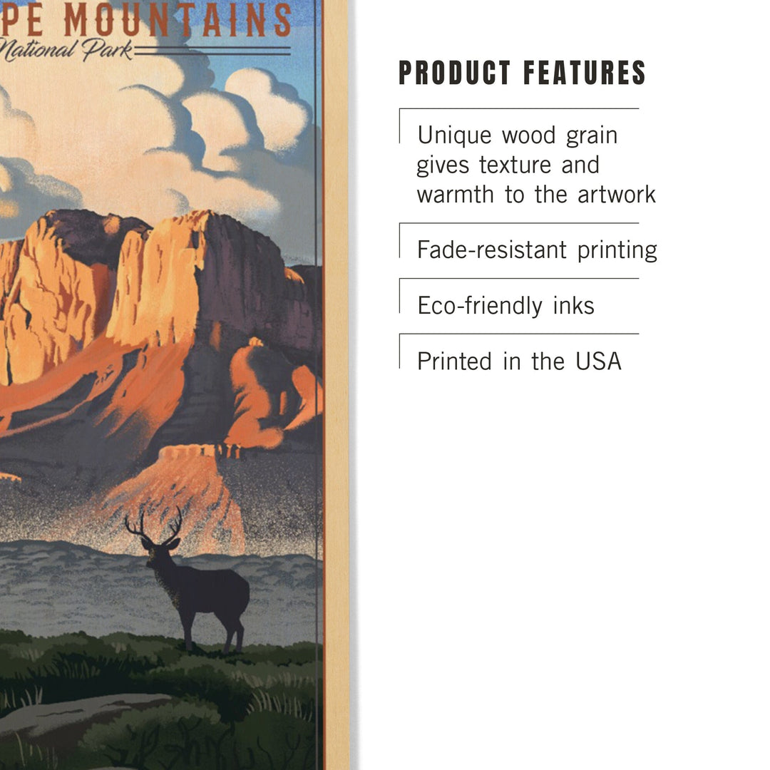 Guadalupe Mountains National Park, Texas, Lithograph National Park Series, Lantern Press Artwork, Wood Signs and Postcards - Lantern Press