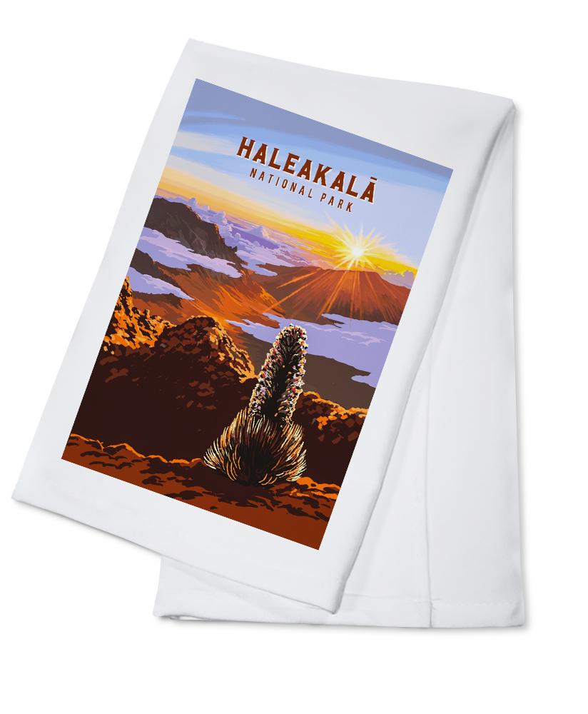 Haleakalā National Park, Hawaii, Painterly National Park Series, Organic Cotton Kitchen Tea Towels - Lantern Press
