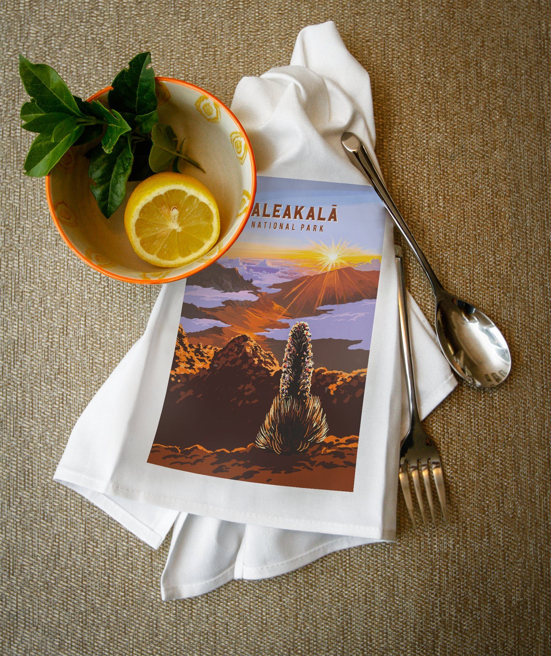 Haleakalā National Park, Hawaii, Painterly National Park Series, Organic Cotton Kitchen Tea Towels - Lantern Press