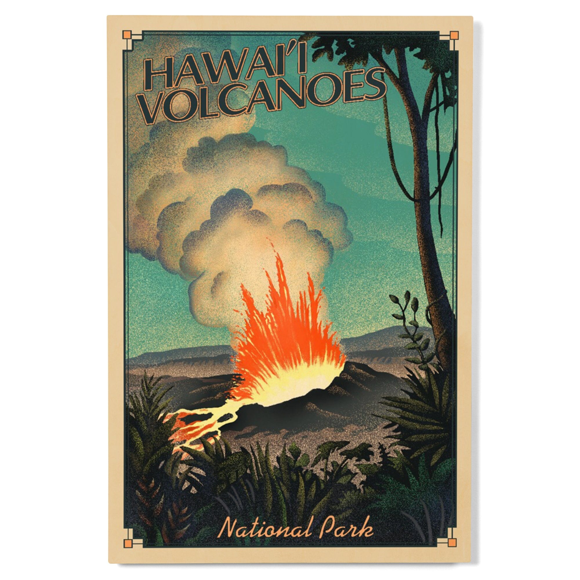 Hawaii Volcanoes National Park, Lithograph National Park Series, Lantern  Press Artwork, Wood Signs and Postcards