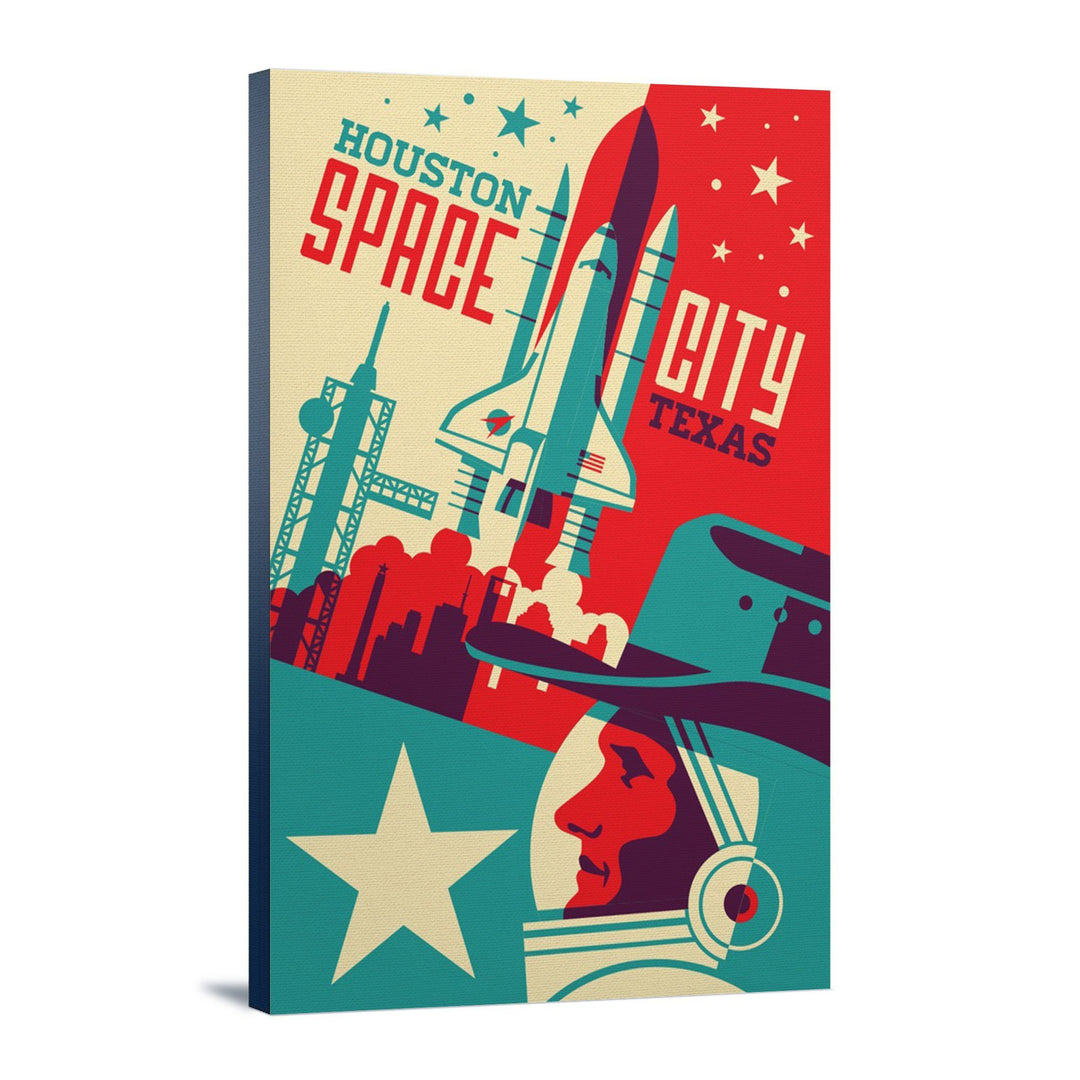 Houston, Texas, Space City, Vector, Lantern Press Artwork, Stretched Canvas - Lantern Press