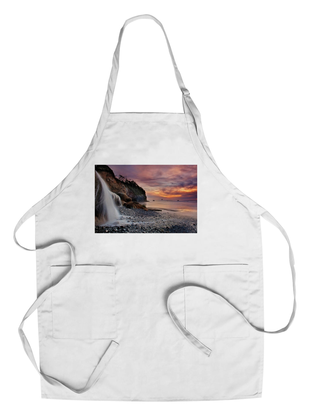 Hug Point, Oregon, Sunset, Waterfall, Organic Cotton Kitchen Tea Towels - Lantern Press