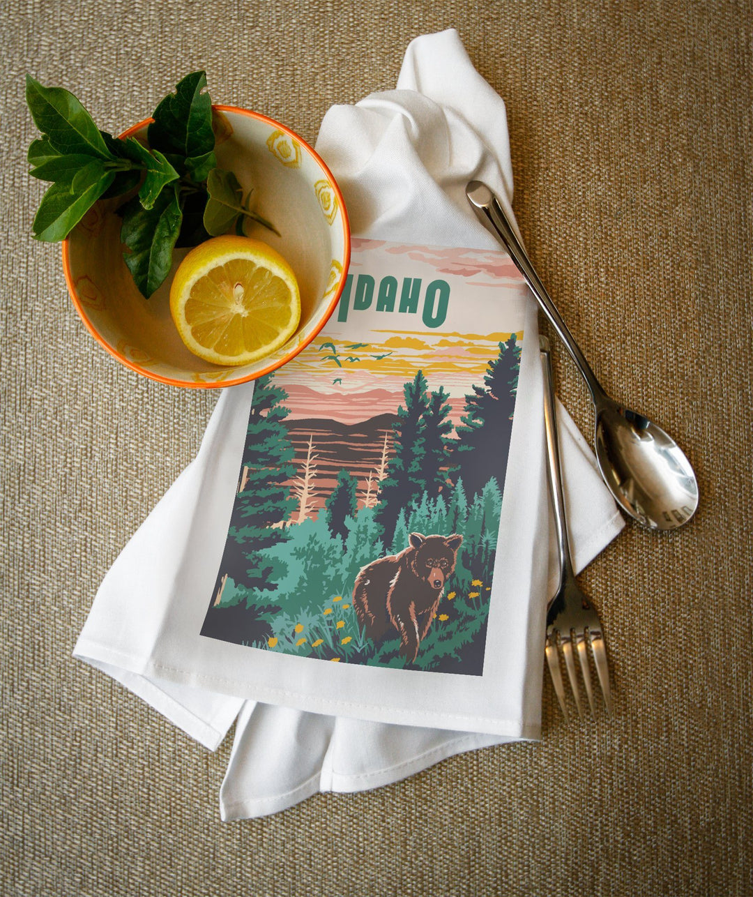 Idaho, Explorer Series, Organic Cotton Kitchen Tea Towels - Lantern Press