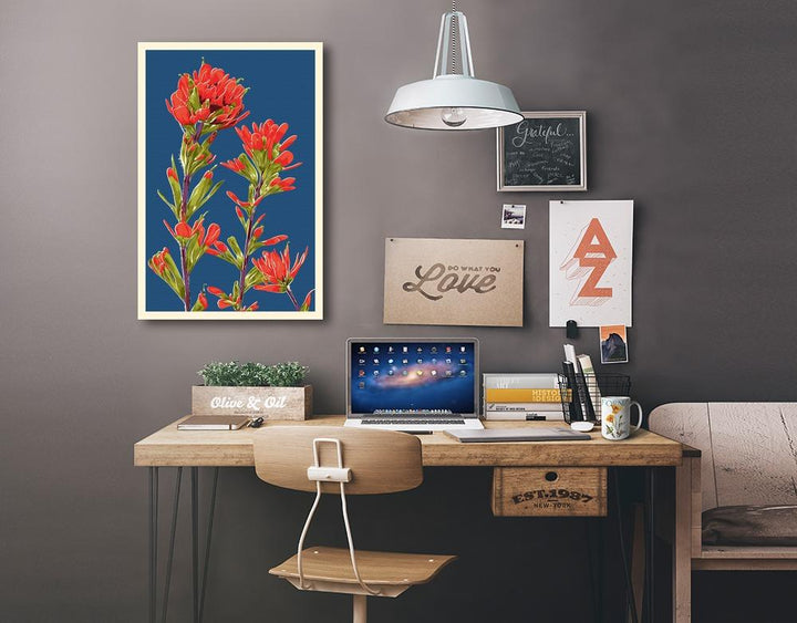 Indian Paintbrush, Letterpress, Lantern Press Artwork, Stretched Canvas - Lantern Press