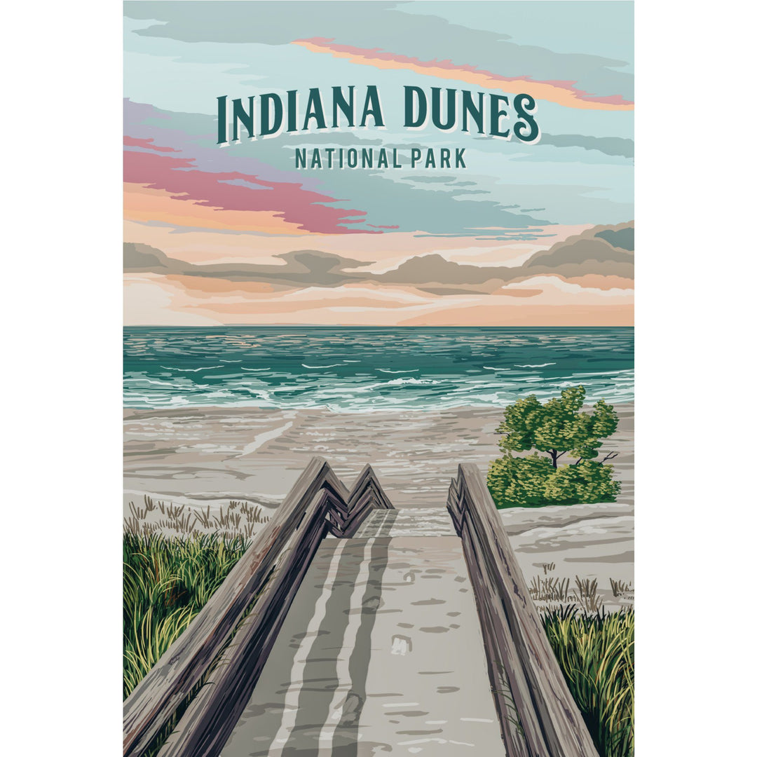 Indiana Dunes National Park, Indiana, Painterly National Park Series, Organic Cotton Kitchen Tea Towels - Lantern Press