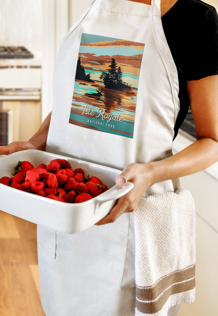 Isle Royale National Park, Michigan, Painterly National Park Series, Organic Cotton Kitchen Tea Towels - Lantern Press
