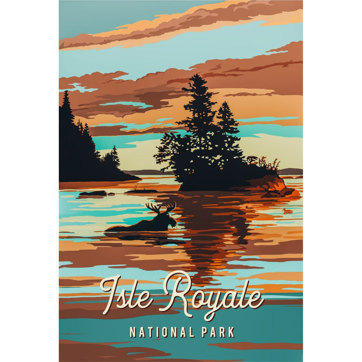 Isle Royale National Park, Michigan, Painterly National Park Series, Organic Cotton Kitchen Tea Towels - Lantern Press