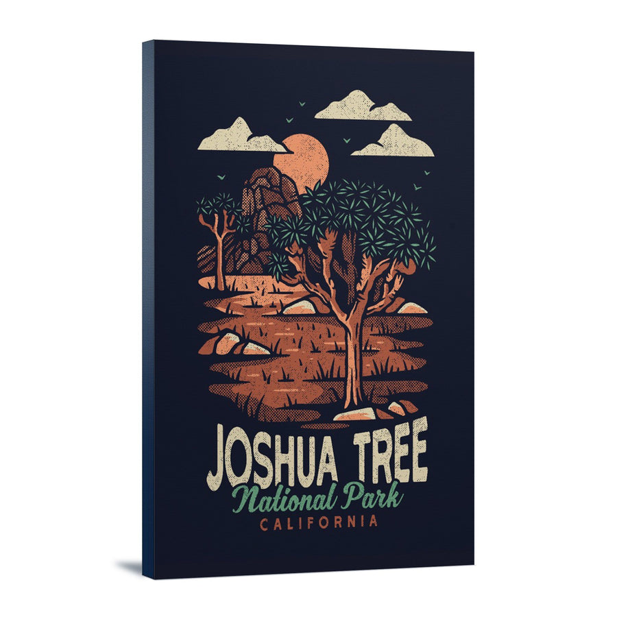 Joshua Tree National Park, California, Distressed Vector, Lantern Press Artwork, Stretched Canvas - Lantern Press