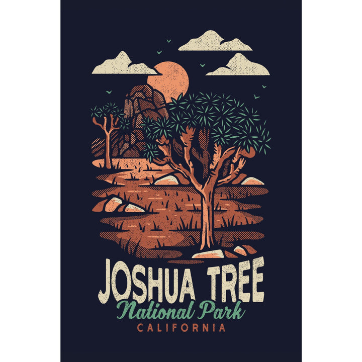 Joshua Tree National Park, California, Distressed Vector, Lantern Press Artwork, Stretched Canvas - Lantern Press