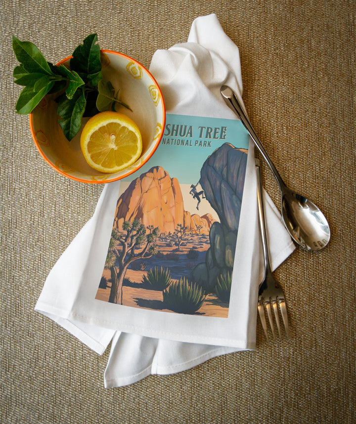 Joshua Tree National Park, California, Painterly National Park Series, Organic Cotton Kitchen Tea Towels - Lantern Press