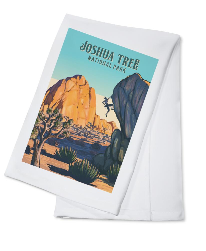 Joshua Tree National Park, California, Painterly National Park Series, Organic Cotton Kitchen Tea Towels - Lantern Press