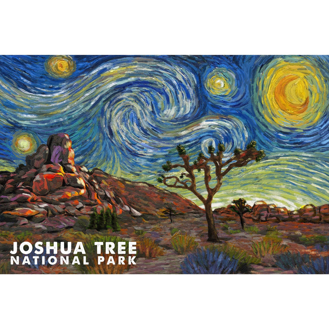 Joshua Tree National Park, Starry Night National Park Series, Lantern Press Artwork, Stretched Canvas - Lantern Press