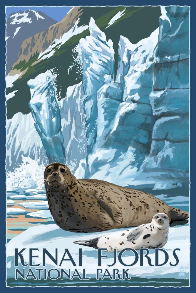 Kenai Fjords National Park, Alaska, Seals and Ice Shelf, Art & Giclee Prints - Lantern Press