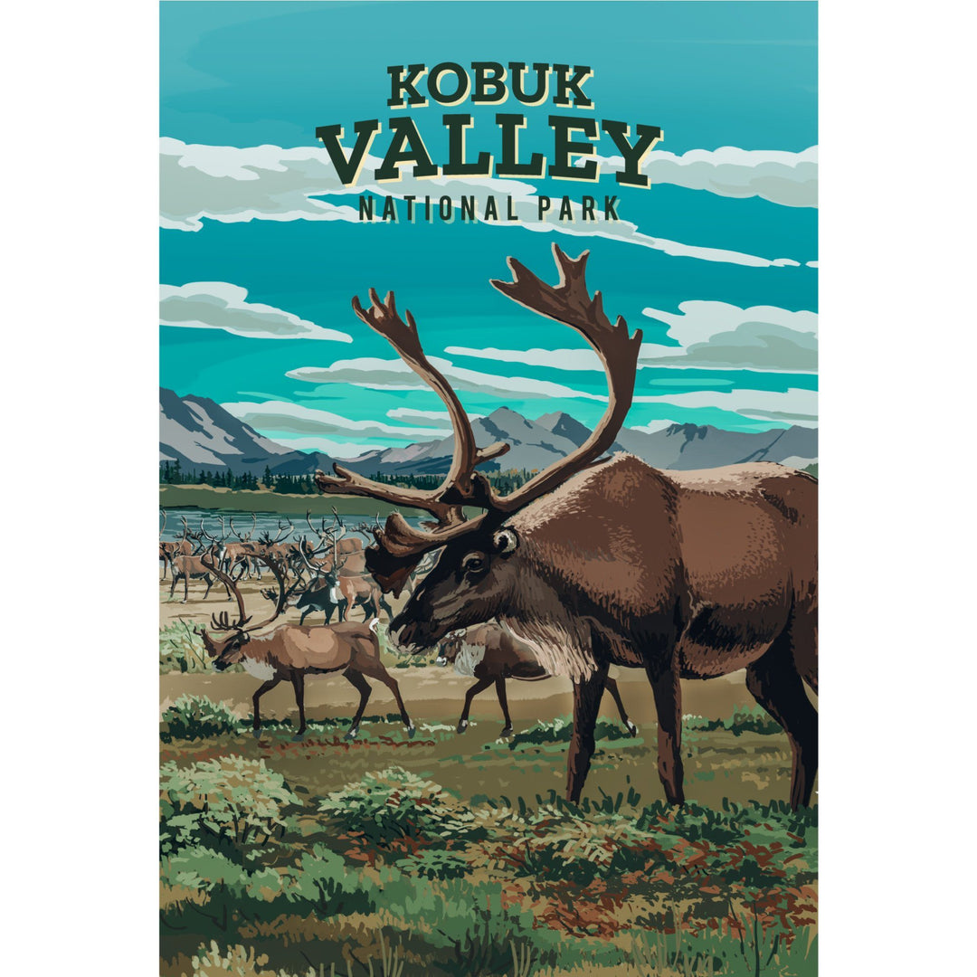 Kobuk Valley National Park, Alaska, Painterly National Park Series, Organic Cotton Kitchen Tea Towels - Lantern Press