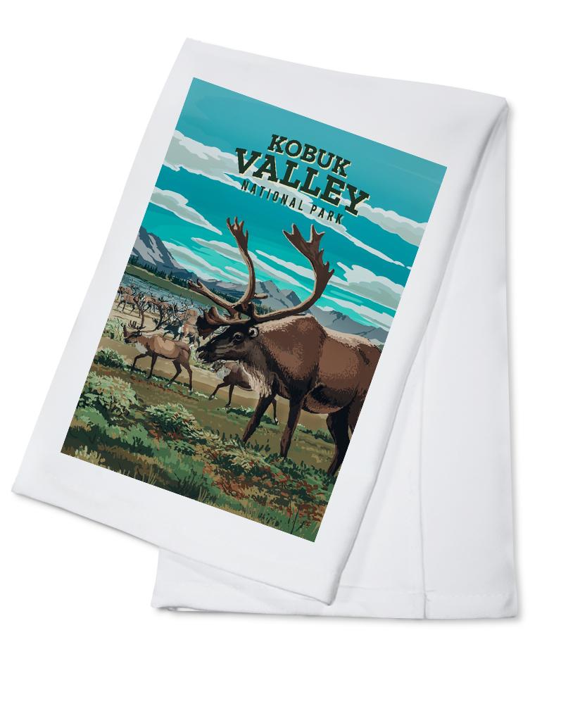 Kobuk Valley National Park, Alaska, Painterly National Park Series, Organic Cotton Kitchen Tea Towels - Lantern Press
