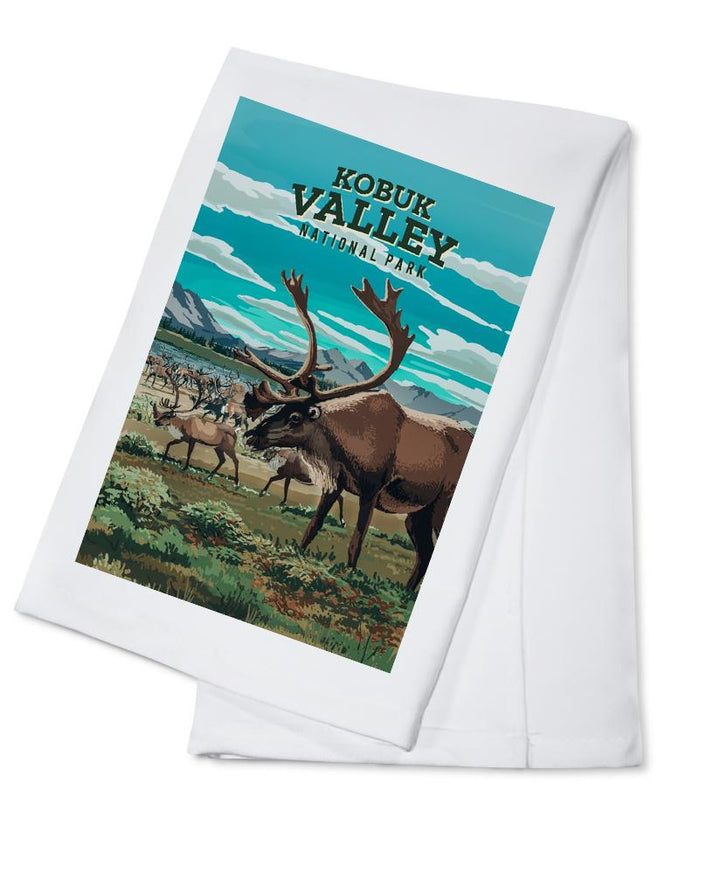 Kobuk Valley National Park, Alaska, Painterly National Park Series, Organic Cotton Kitchen Tea Towels - Lantern Press