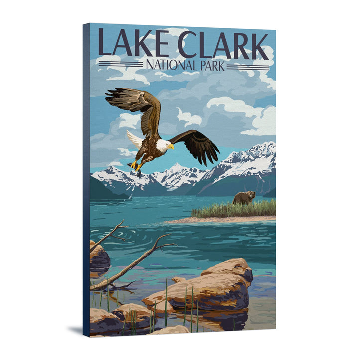 Lake Clark National Park, Alaska, Lake View, Lantern Press Artwork, Stretched Canvas - Lantern Press