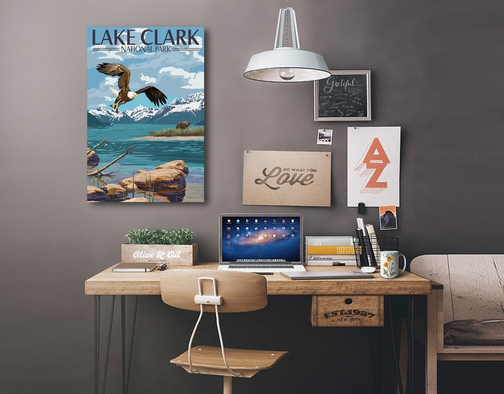Lake Clark National Park, Alaska, Lake View, Lantern Press Artwork, Stretched Canvas - Lantern Press