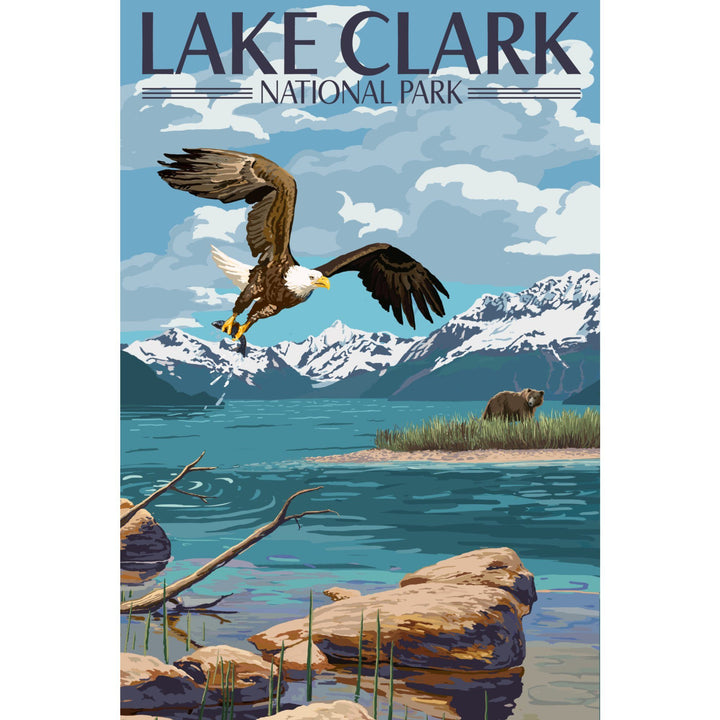 Lake Clark National Park, Alaska, Lake View, Lantern Press Artwork, Stretched Canvas - Lantern Press