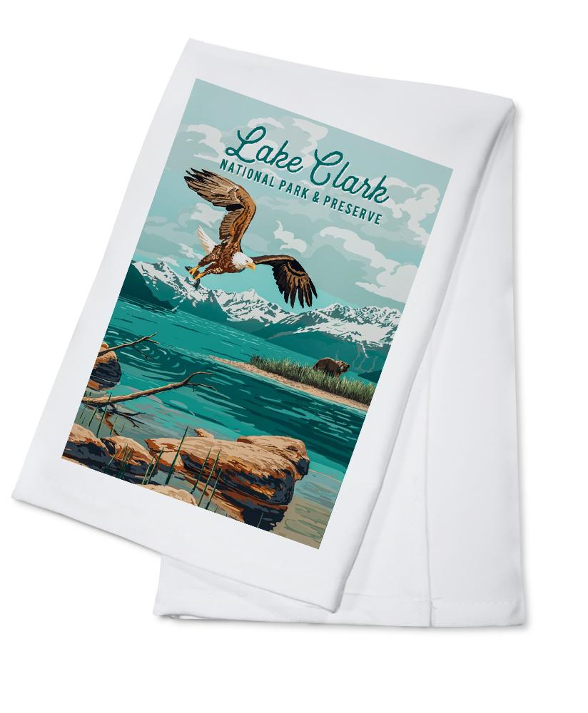 Lake Clark National Park and Preserve, Alaska, Painterly National Park Series, Organic Cotton Kitchen Tea Towels - Lantern Press