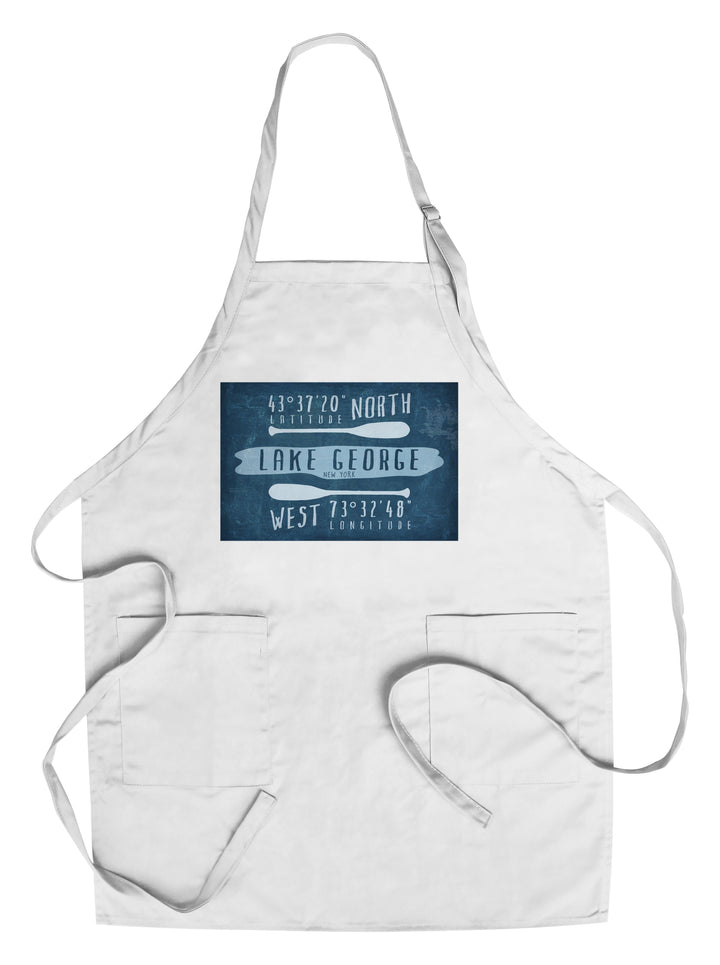 Lake George, New York, Lake Essentials, Latitude and Longitude, Organic Cotton Kitchen Tea Towels - Lantern Press
