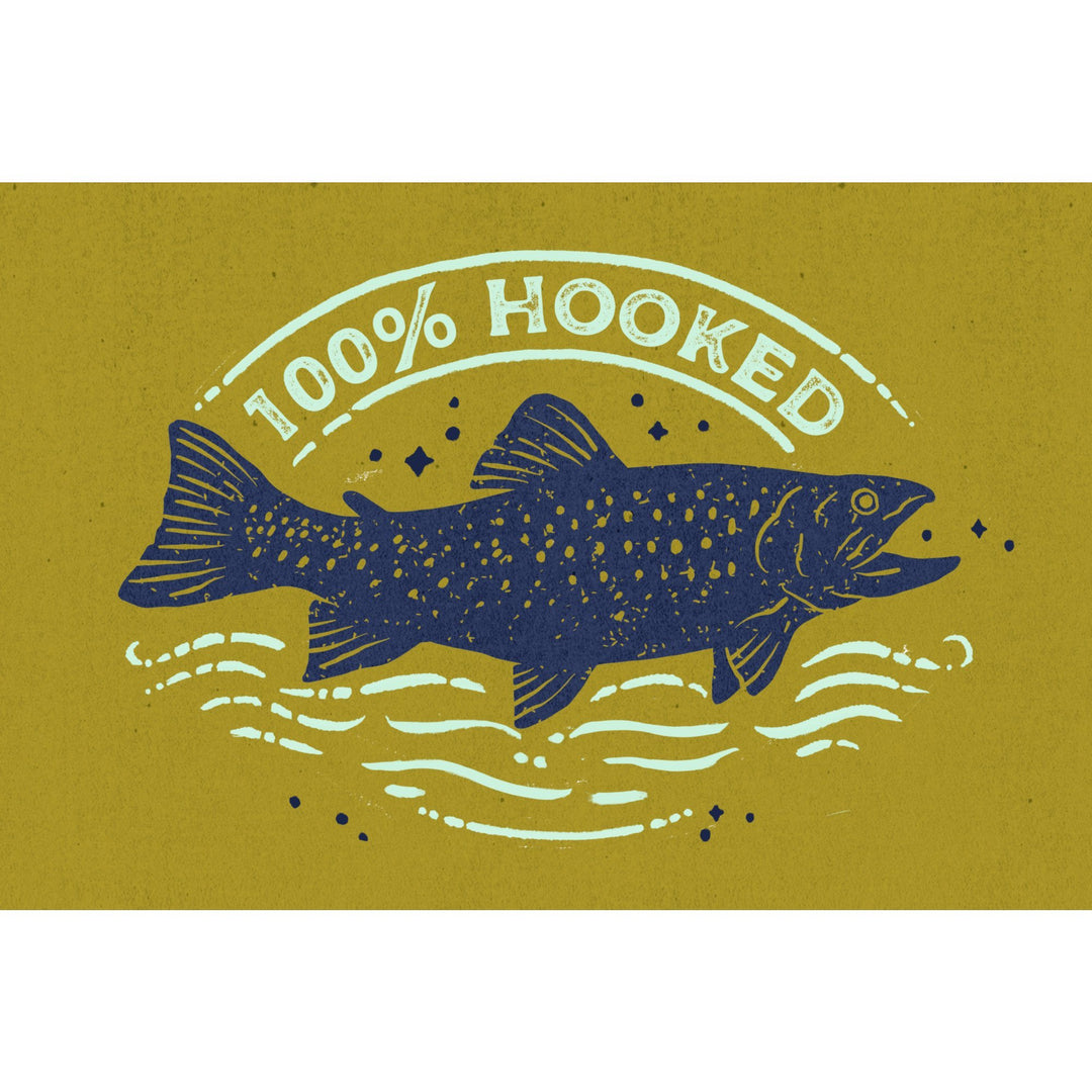 Lake Life Series, 100 Percent Hooked, Organic Cotton Kitchen Tea Towels - Lantern Press