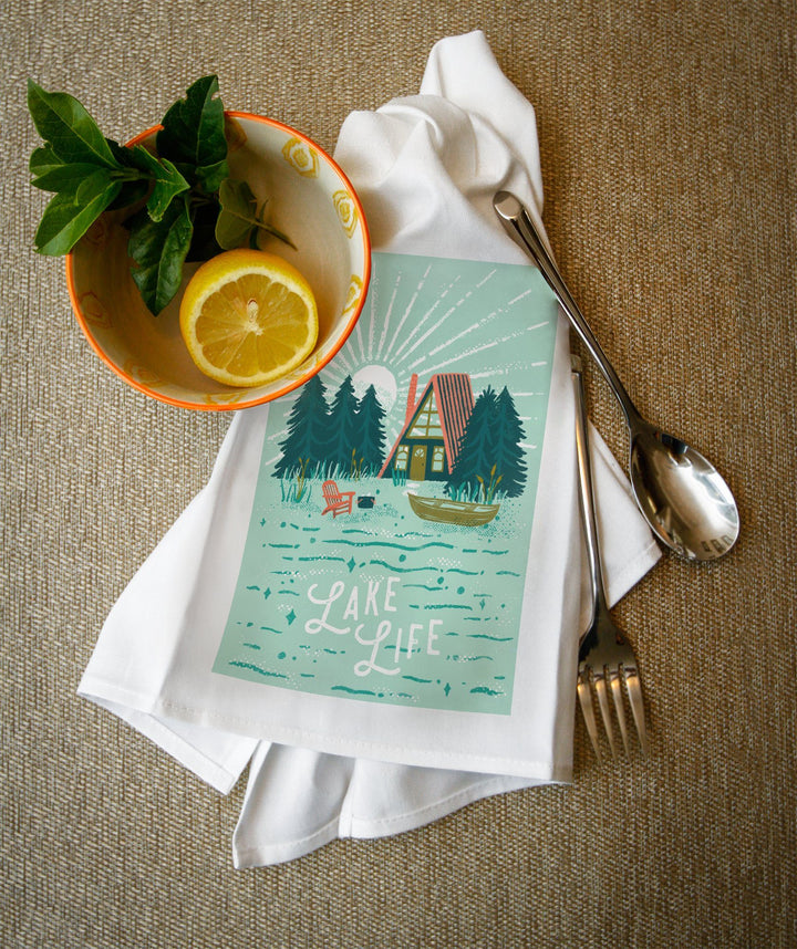 Lake Life Series, Lake Life, Organic Cotton Kitchen Tea Towels - Lantern Press