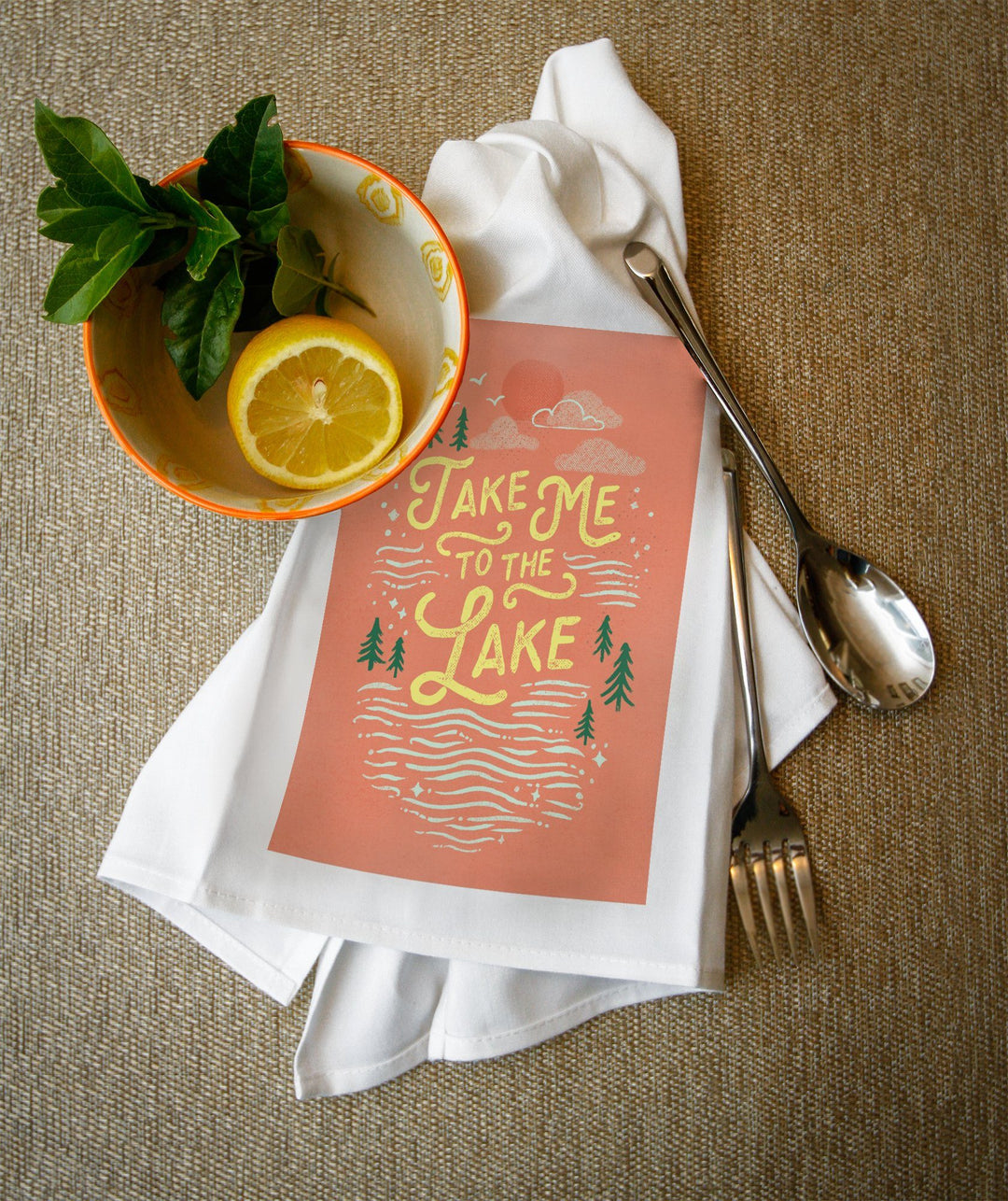 Lake Life Series, Take Me To The Lake, Organic Cotton Kitchen Tea Towels - Lantern Press