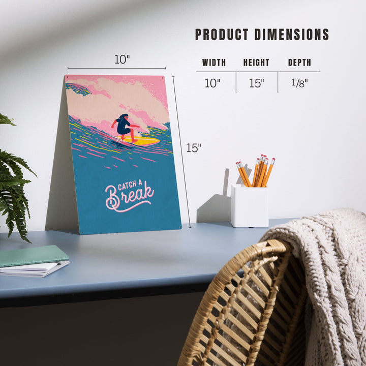 Life's A Ride Collection, Surfing, Catch a Break, Wood Signs and Postcards - Lantern Press