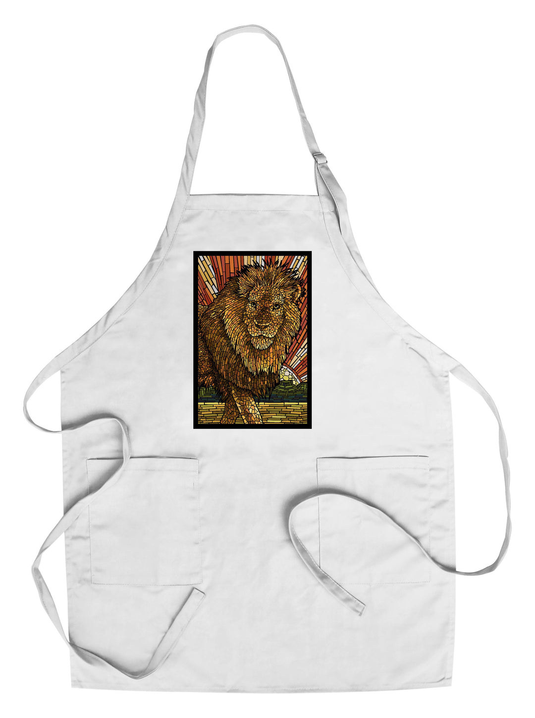 Lion, Mosaic, Organic Cotton Kitchen Tea Towels - Lantern Press