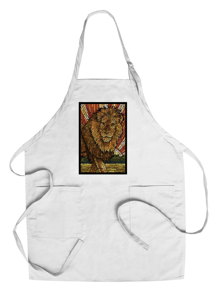 Lion, Mosaic, Organic Cotton Kitchen Tea Towels - Lantern Press