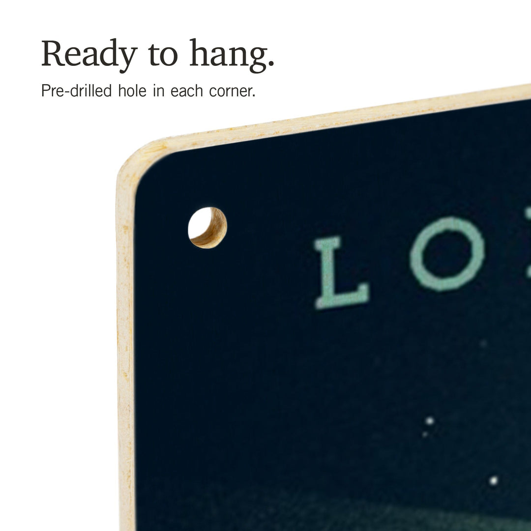 Long Beach Island, New Jersey, Beaming Lighthouse Collection, Lighthouse at Night, Wood Signs and Postcards - Lantern Press