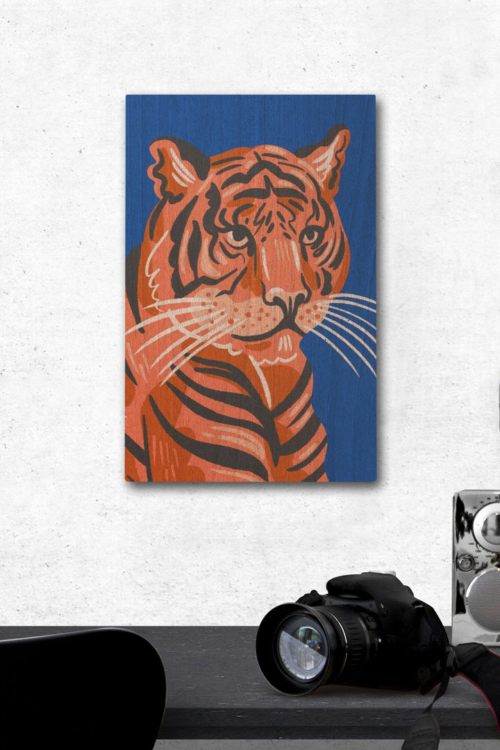 Lush Environment Collection, Tiger Portrait, Wood Signs and Postcards - Lantern Press