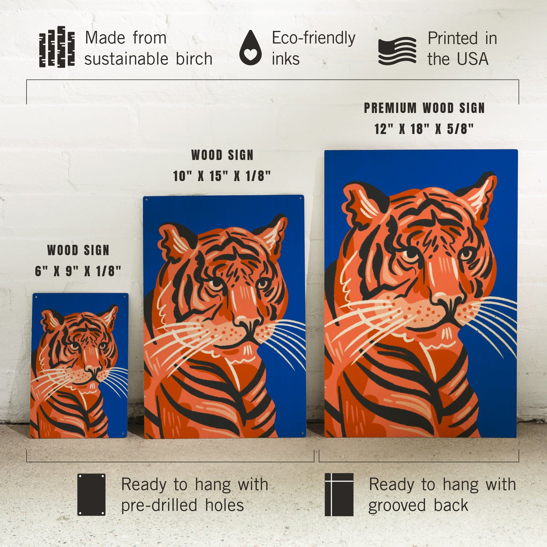 Lush Environment Collection, Tiger Portrait, Wood Signs and Postcards - Lantern Press