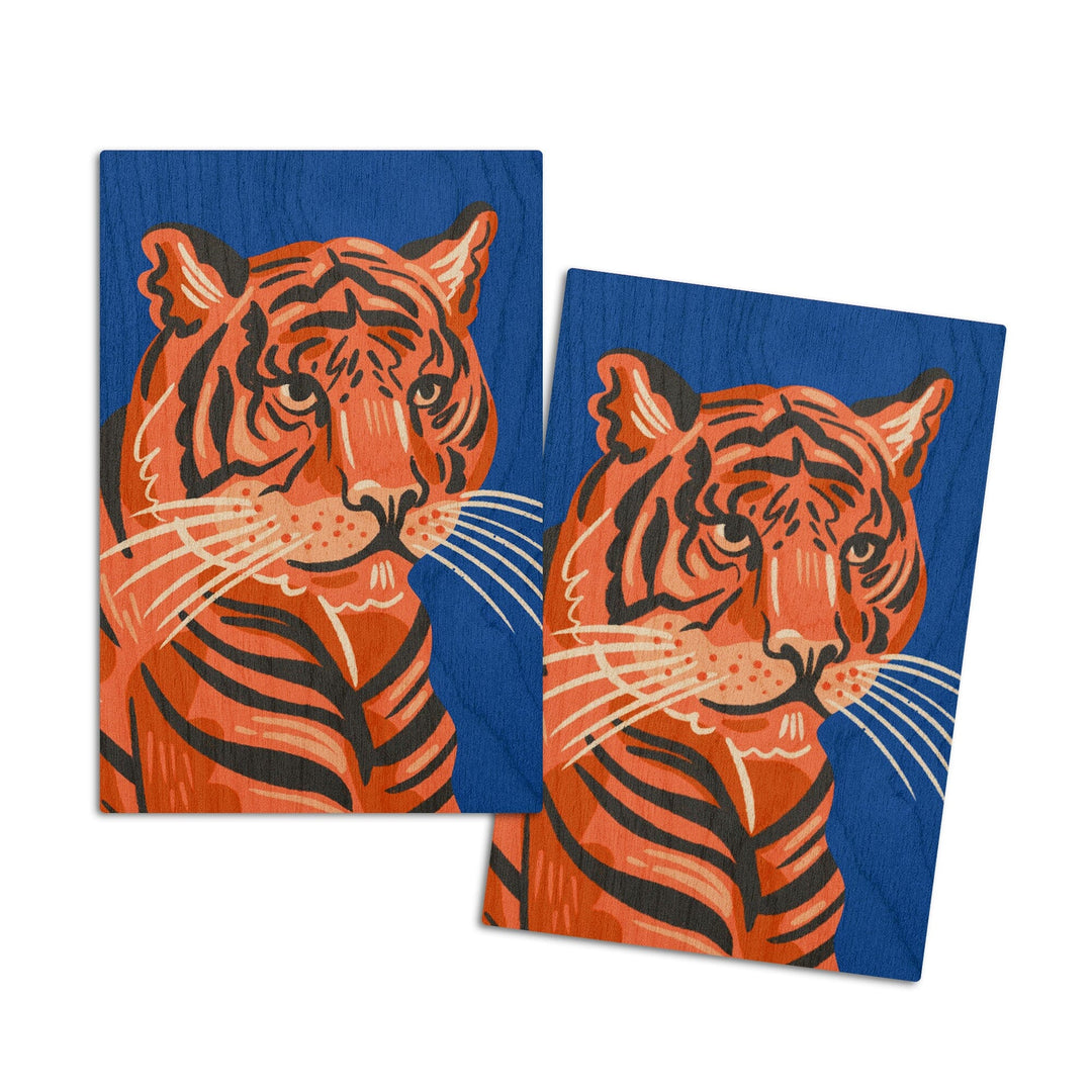 Lush Environment Collection, Tiger Portrait, Wood Signs and Postcards - Lantern Press