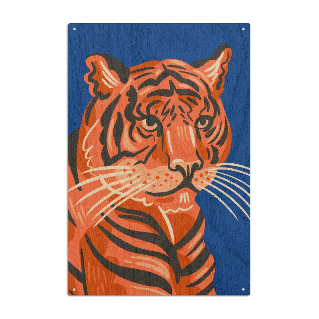Lush Environment Collection, Tiger Portrait, Wood Signs and Postcards - Lantern Press