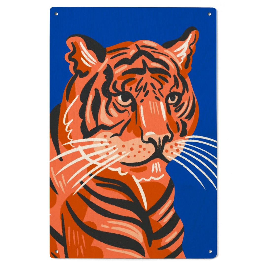 Lush Environment Collection, Tiger Portrait, Wood Signs and Postcards - Lantern Press