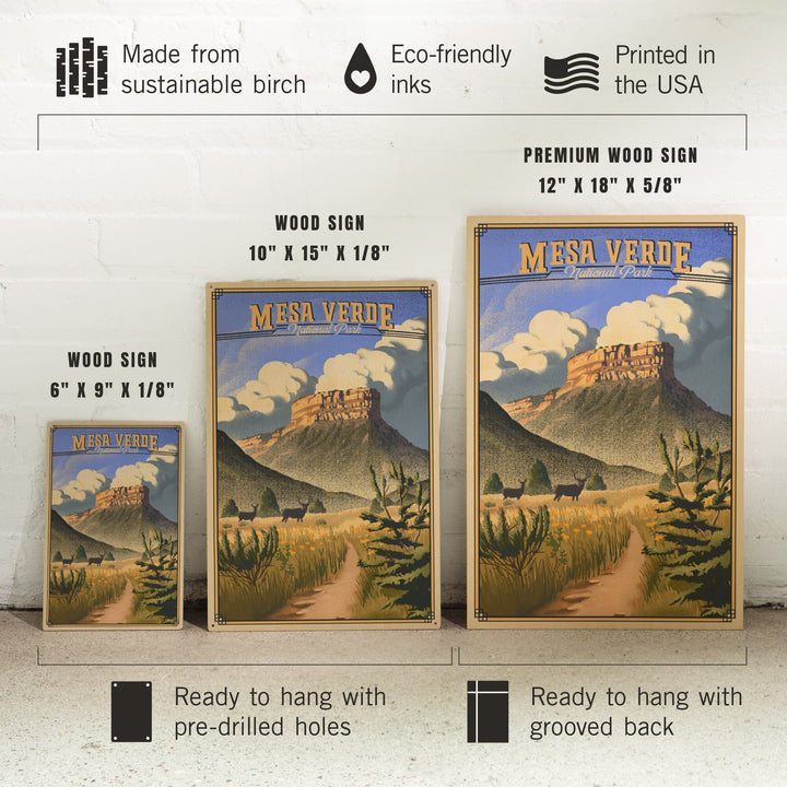 Mesa Verde National Park, Colorado, Lithograph, Lantern Press Artwork, Wood Signs and Postcards - Lantern Press