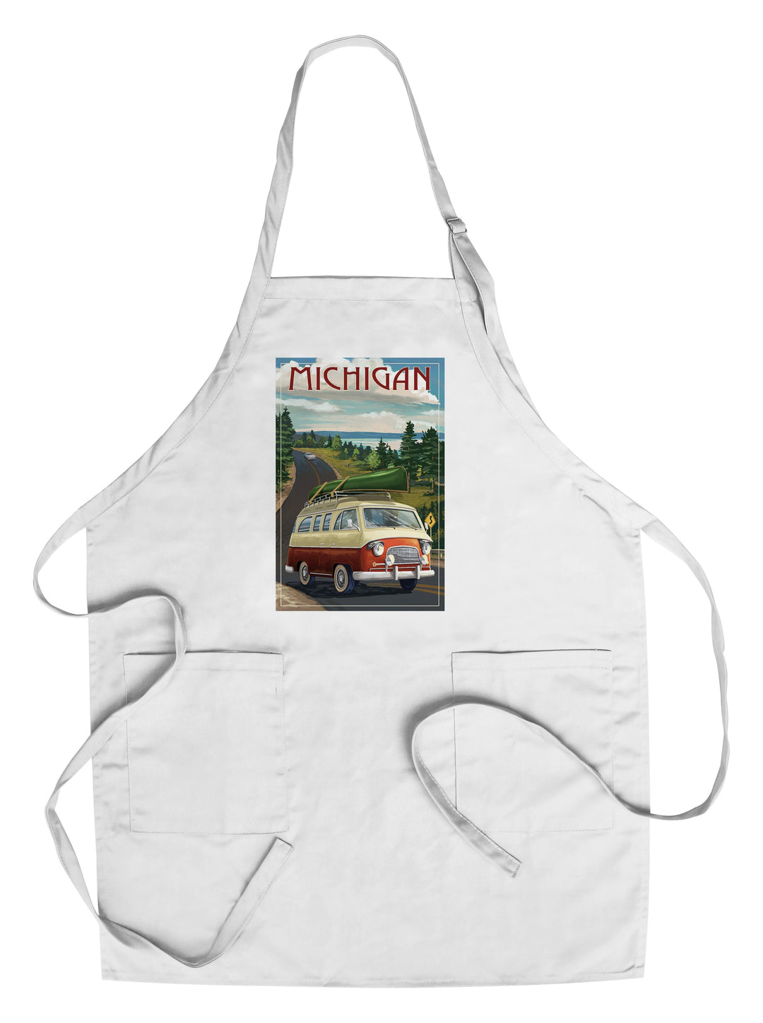 Michigan, Camper Van, Organic Cotton Kitchen Tea Towels - Lantern Press