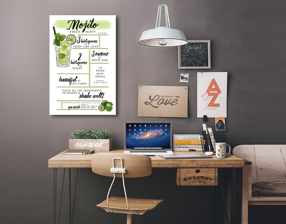 Mojito, Cocktail Recipe, Lantern Press Artwork, Stretched Canvas Canvas Lantern Press