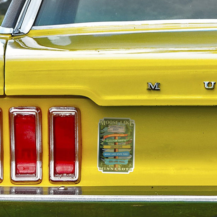 Moose Lake, Minnesota, Destination Signpost, Contour Sticker Lantern Press