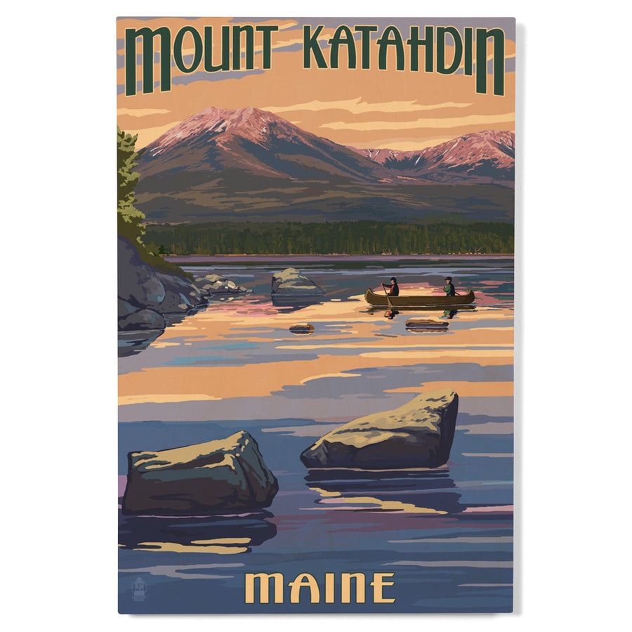 Mount Katahdin, Maine, Lantern Press Artwork, Wood Signs and Postcards Wood Lantern Press