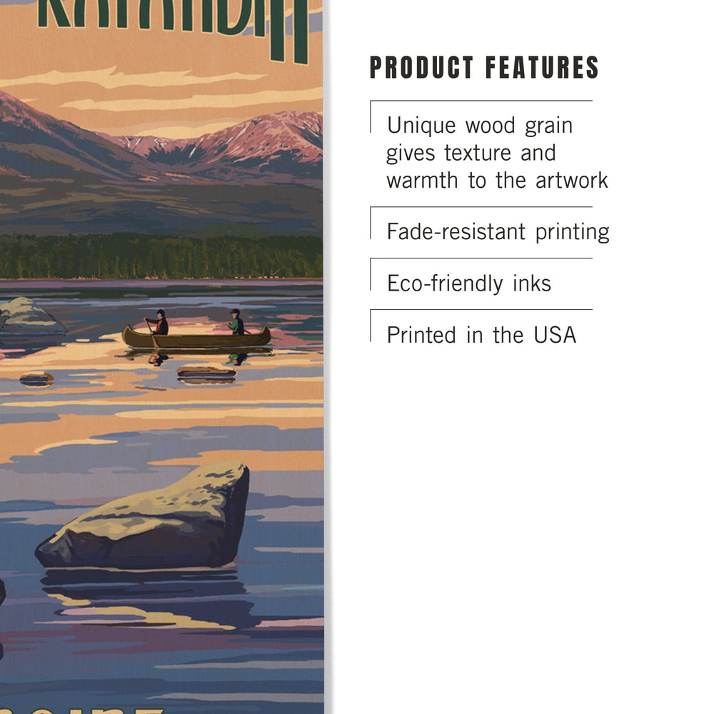Mount Katahdin, Maine, Lantern Press Artwork, Wood Signs and Postcards Wood Lantern Press