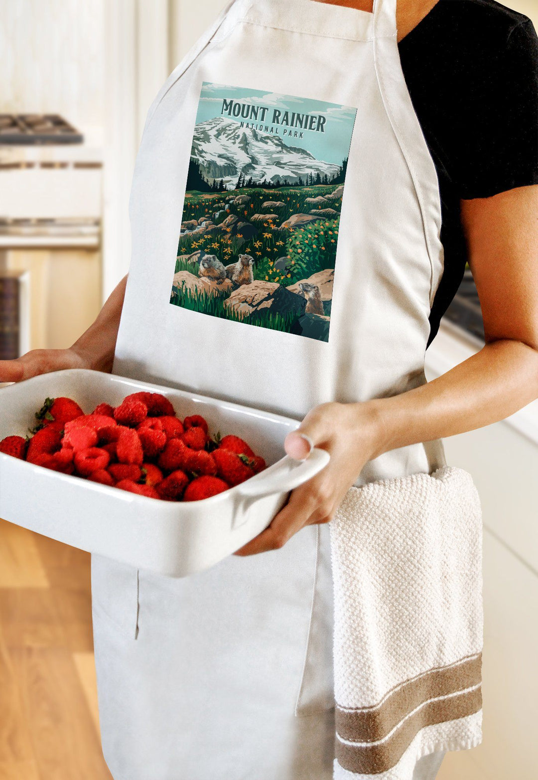 Mount Rainier National Park, Washington, Painterly National Park Series, Towels and Aprons Kitchen Lantern Press