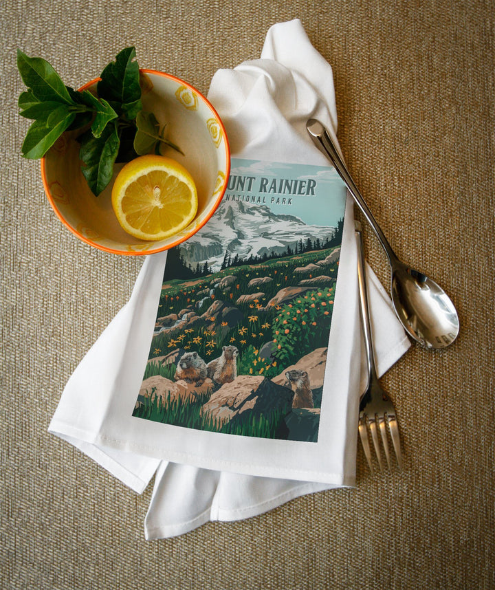 Mount Rainier National Park, Washington, Painterly National Park Series, Towels and Aprons Kitchen Lantern Press