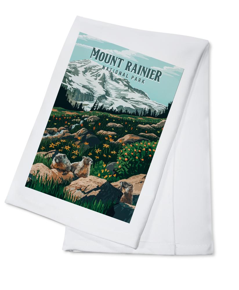 Mount Rainier National Park, Washington, Painterly National Park Series, Towels and Aprons Kitchen Lantern Press