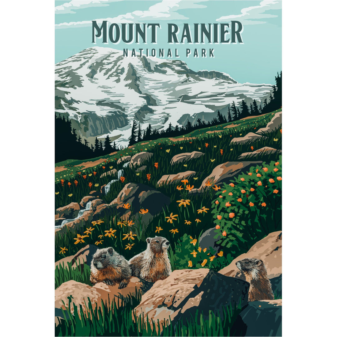 Mount Rainier National Park, Washington, Painterly National Park Series, Towels and Aprons Kitchen Lantern Press