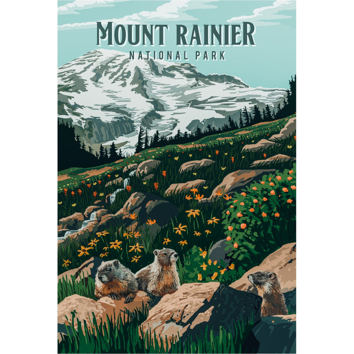 Mount Rainier National Park, Washington, Painterly National Park Series, Towels and Aprons Kitchen Lantern Press